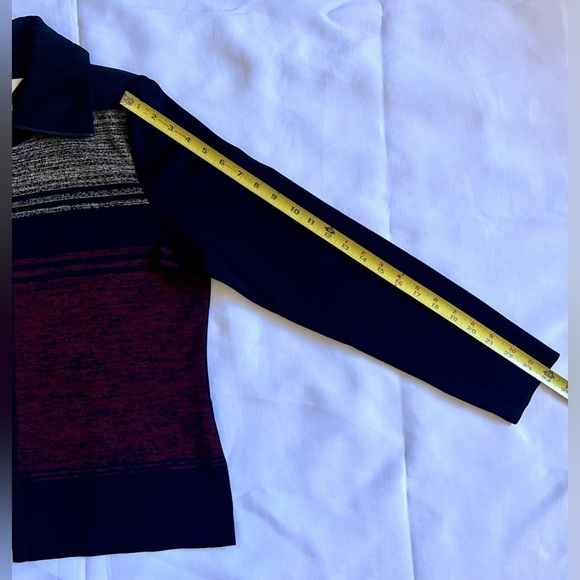 Misook Sweater Womens M Black Red Striped Zip Up Long Sleeve Knit Cardigan - Picture 6 of 7